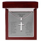 To My Awesome Dad | Personalized Steel Cross Necklace on Cuban Chain