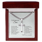 To My Awesome Son | With Mush Love and Gratitude | Personalized Steel Cross Necklace on Cuban Chain