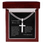 To My Incredible Bonus Son | With Heartfelt Appreciation | Artisan Cross Necklace on Cuban Chain