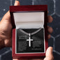 To My Incredible Bonus Son | With Heartfelt Appreciation | Artisan Cross Necklace on Cuban Chain