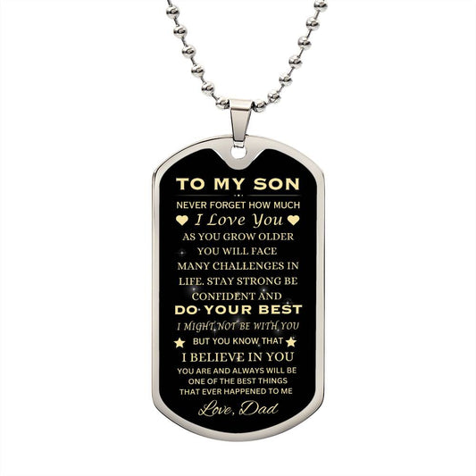 To My Son | Love Dad | Dog Tag Necklace