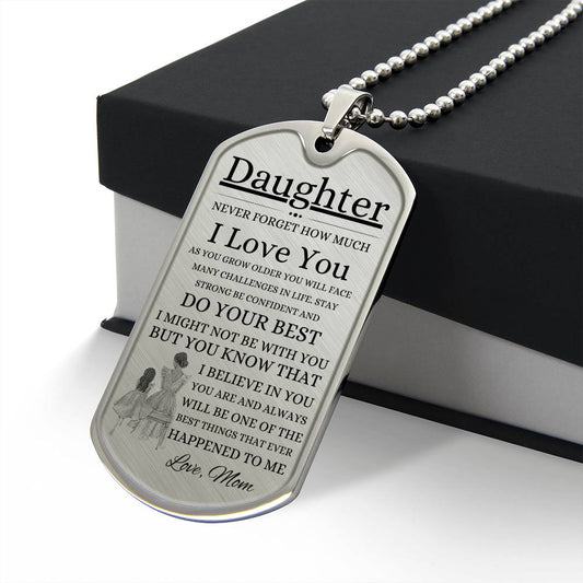 To My Daughter | Love Mom | Dog Tag Necklace