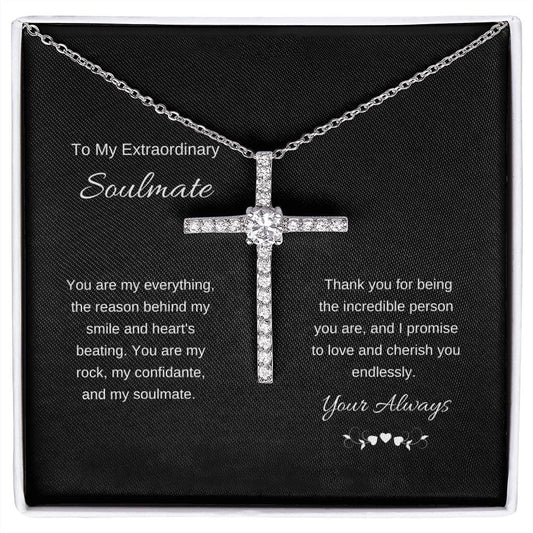 To My Extraordinary Soulmate | Your Always | CZ Cross Necklace