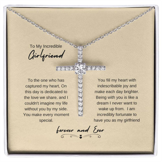 To My Incredible Girlfriend | Forever & Ever | CZ Cross Necklace