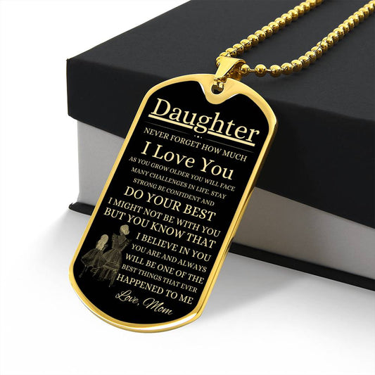 To My Daughter | Love Mom | Dog Tag Necklace