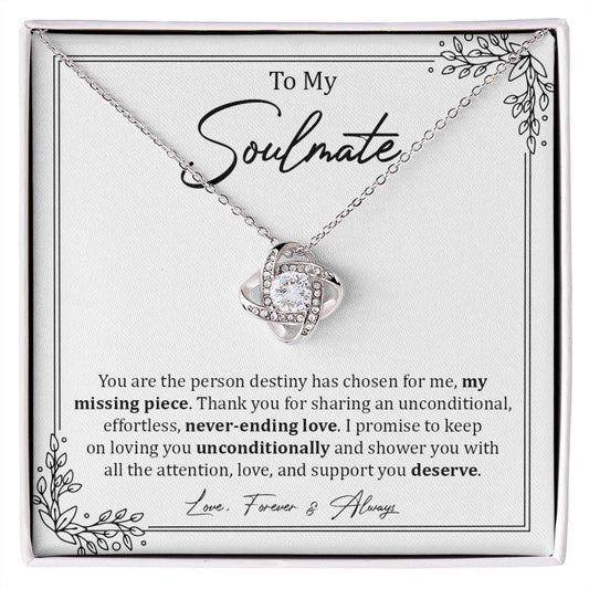 To My Soulmate | Love, Forever & Always | Love Knot Necklace