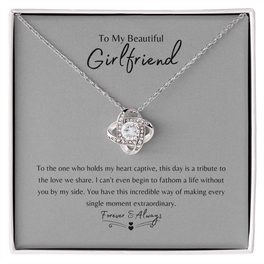 To My Beautiful Girlfriend | Forever & Always | Love Knot Necklace