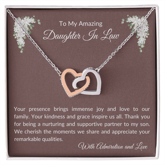 To My Amazing Daughter In Law | With Admiration & Love | Interlocking Hearts Necklace