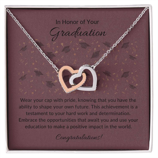 In Honor of Your Graduation | Congratulations | Interlocking Hearts Necklace