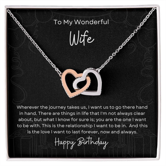 To My Wonderful Wife | Happy Birthday | Interlocking Hearts Necklace