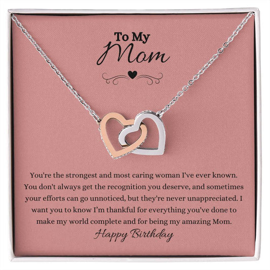 To My Mom | Happy Birthday | Interlocking Hearts Necklace