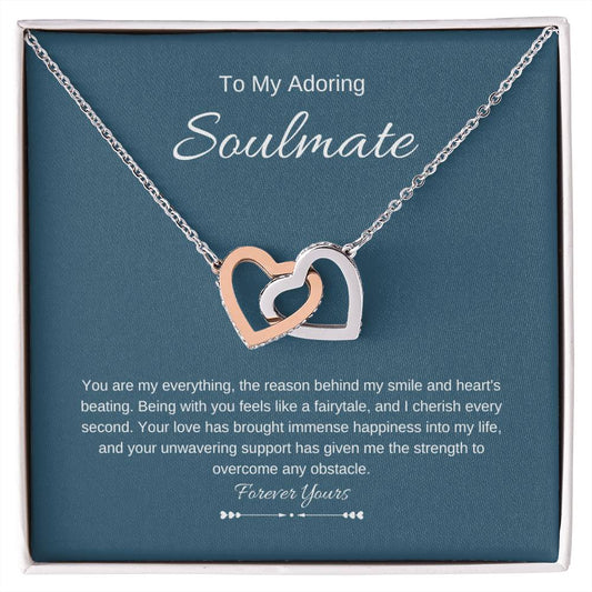 To My Adoring Soulmate | Forever Yours | Interlocking Hearts Necklace