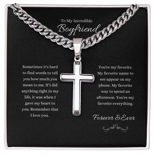 To My Incredible Boyfriend | Forever & Ever | Artisan Cross Necklace