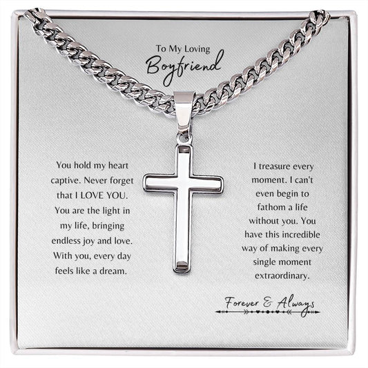 To My Loving Boyfriend | Forever & Always | Artisan Cross Necklace