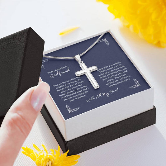 To My Remarkable Girlfriend | With All My Heart | Stainless Cross Necklace